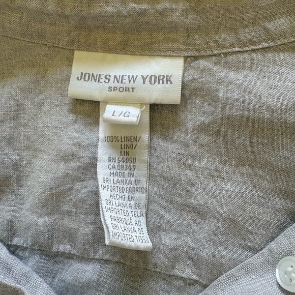 Jones New York Light Beige Button-Down Linen Shirt - Picture 2 of 2